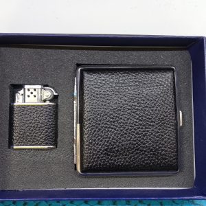 ست جاسیگاری و فندک چرم طبیعی